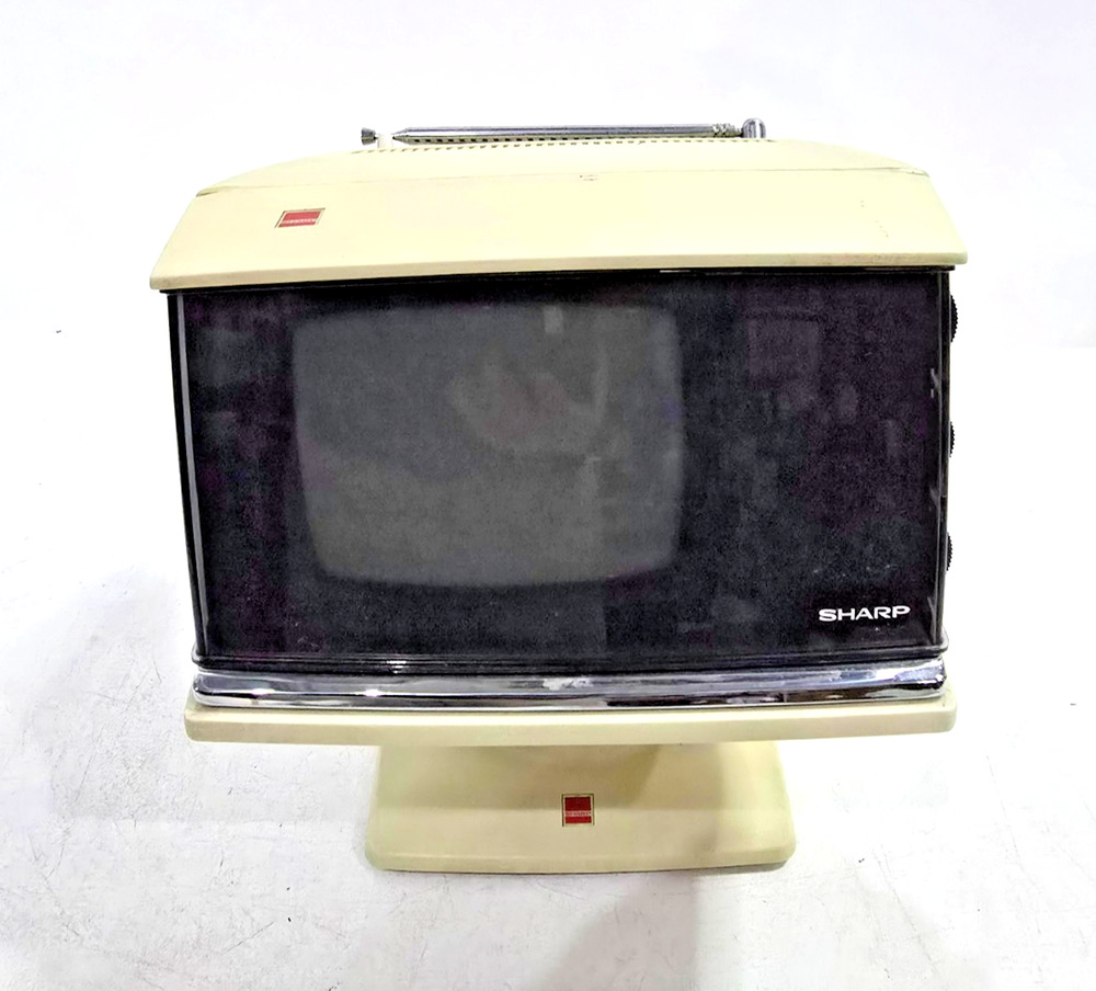 Sharp 5" Space Age Cube BW TV w Optional Adapter # 3S-111W